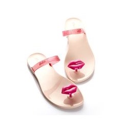 Сандалии Zhoelala KISS (нюдовый телесный+фуксия-глиттер розовый)/ Zhoelala KISS (nude+magenta+pink glitter)