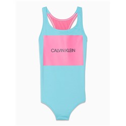 GIRLS CORE PLACED LOGO ONE-PIECE SWIMSUIT