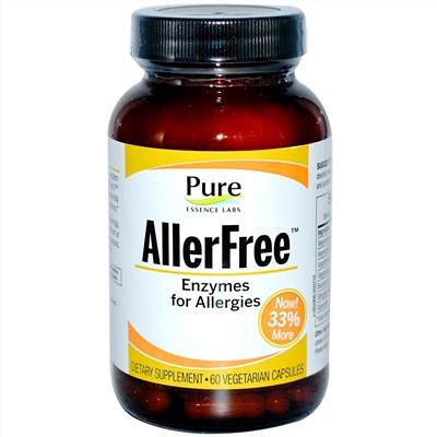 Pure Essence, AllerFree, ферменты для помощи при аллергии, 60 растительных капсул