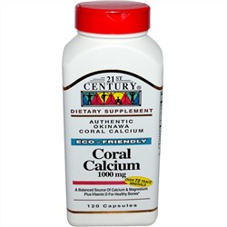 21st Century, Коралловый кальций, 1000 мг, 120 капсул