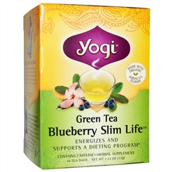 Yogi Tea, Зеленый чай с черникой Slim Life, 16 чайных пакетиков, 1.12 унций (32 г)