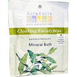 Aura Cacia, Ароматерапевтическое минеральное средство для ванны, освежающий эвкалипт, 2,5 унции (70,9 г)