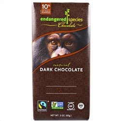 Endangered Species Chocolate, Натуральный горький шоколад, 3 унций (85 г)