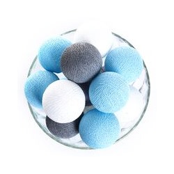 Тайская гирлянда с голубыми, белыми и серыми шариками(Большие - специально сделаны для нашего сайта) 20 шариков / Lightening balls blue-white-gray