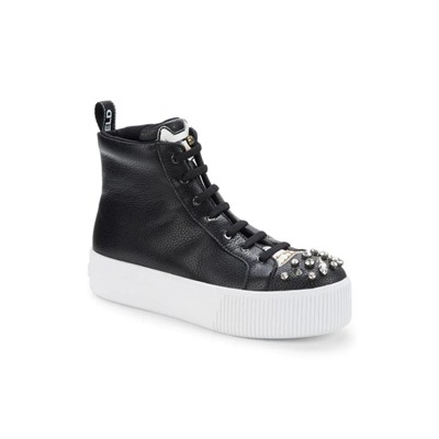 KARL LAGERFELD PARIS Violetta Embellished Leather High Top Sneakers
