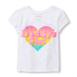 Toddler Girls Short Sleeve Puff Print 'Daddy's Girl' Glitter Heart Graphic Tee