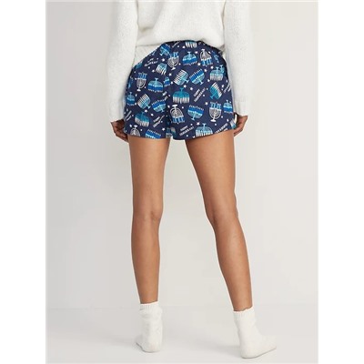 Matching Print Flannel Pajama Shorts for Women -- 2.5-inch inseam