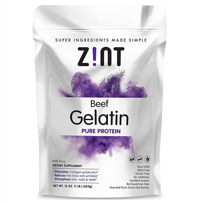 Z!NT, Beef Gelatin, Чистый Протеин, 16 унций (454г)