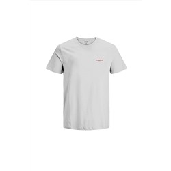 Jack & Jones Jack&Jones Sıfır Yaka Basic Beyaz-Kırmızı Erkek %100 Pamuk T-Shirt 12238844