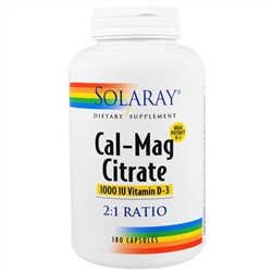Solaray, Цитрат калия и магния, 1000 МЕ витамина D-3, 180 капсул