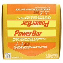 PowerBar, Performance Energy, шоколадно-арахисовое масло, 12 батончиков, 2,29 унции (65 г) каждый