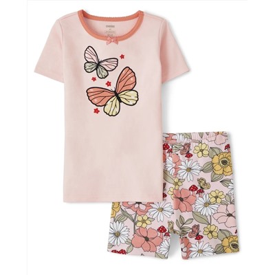 Gymboree  Girls Butterfly Snug Fit Cotton Pajamas - Gymmies - Multi Clr