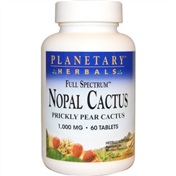 Planetary Herbals, Nopal Cactus, Full Spectrum, Prickly Pear Cactus, 1,000 mg, 60 Tablets