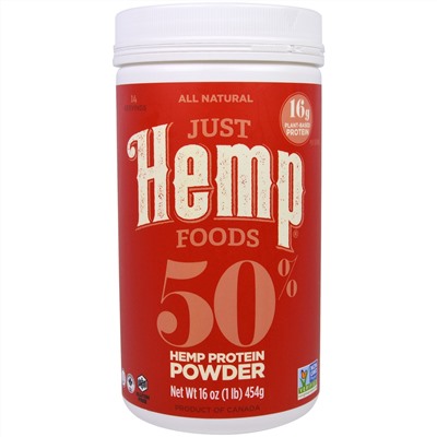 Just Hemp Foods, 50% Порошок Конопляного Белка, 16 унций (454 г)