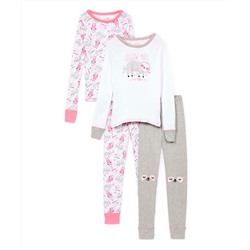 Gray & Pink 'Slow Mo' in the Morning' Sloth Girls Club Pajama Set - Toddler & Girls
