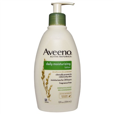 Aveeno, Active Naturals, Ежедневный увлажняющий лосьон, без отдушек 12 жидких унции (354 мл)