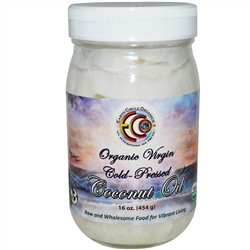 Earth Circle Organics, Органическое кокосовое масло холодного отжима, 16 унций (454 г)