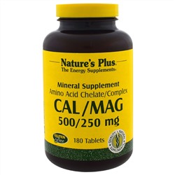 Nature's Plus, Минеральная добавка, кальций и магний, 500/250 мг, 180 таблеток
