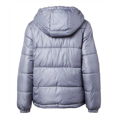 Ice Gray Shiny Reversible Hooded Puffer Jacket - Women