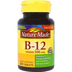Nature Made, Vitamin B-12, 500 mcg, 200 Tablets