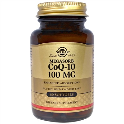 Solgar, Мегасорб CoQ-10, 100 мг, 60 мягких капсул