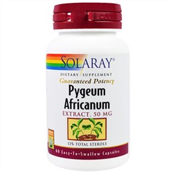 Solaray, Pygeum Africanum (слива африканская), экстракт, 50 мг, 60 капсул