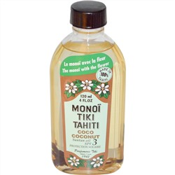 Monoi Tiare Tahiti, Кокосовое, укрепляющее масло SPF 3, с солнцезащитным эффектом, 120 мл (4 жидких унций)