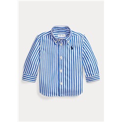 Baby Boy Striped Cotton Poplin Shirt
