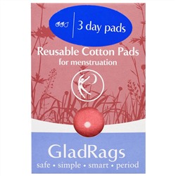 GladRags, Многоразовые хлопковые прокладки для менструации, 3 прокладки