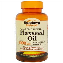 Sundown Naturals, Льняное масло 1000 мг, 100 желатиновых капсул