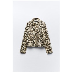LINEN-BLEND ANIMAL-PRINT OVERSHIRT