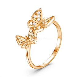 Кольцо из золочёного серебра с и фианитами 925 пробы к-7264з200