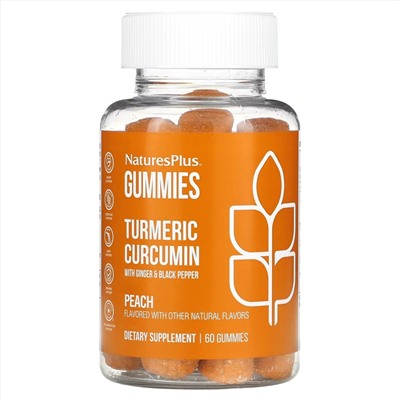 NaturesPlus Turmeric Curcumin With Ginger & Black Pepper Peach, 60шт