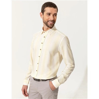 Sarı Slim Fit Uzun Kollu Gömlek