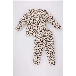 Defacto Kız Bebek Leopar Desenli Uzun Kollu Pijama Takımı B2159A5BG744