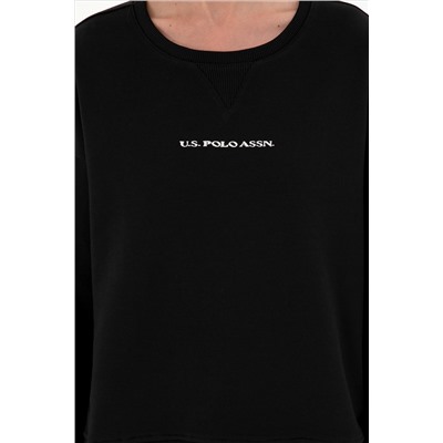 Kadın Siyah Bisiklet Yaka Sweatshirt