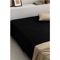 Manon King Size Plus %100 Pamuk Ranforce Lastiksiz Çarşaf - Siyah