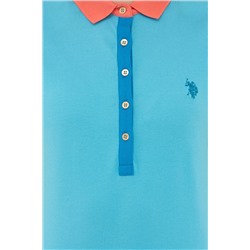 Kadın Turkuaz Basic Polo Yaka Tişört