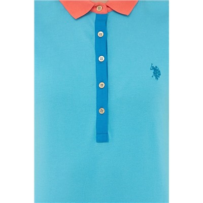 Kadın Turkuaz Basic Polo Yaka Tişört