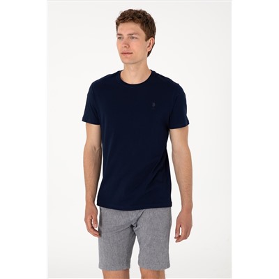 Erkek Regular Fit Bisiklet Yaka Lacivert Basic Tişört