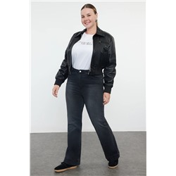 Trendyol Curve Antrasit Yüksek Bel Comfort İspanyol Paça Flare Fit Jeans TBBAW25CJ00009