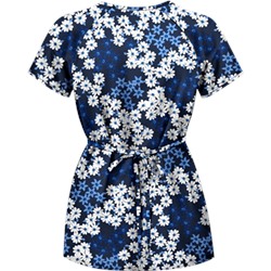 UA Vibrant Blossoms Navy Mock Wrap Scrub Top