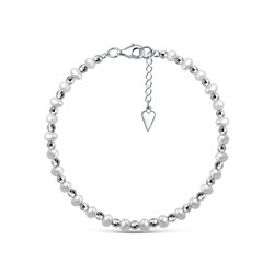 Браслет из серебра с пресноводным культивированным жемчугом родированный - 19 см 925 пробы 251-10-292-19р