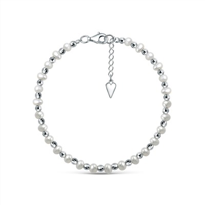 Браслет из серебра с пресноводным культивированным жемчугом родированный - 19 см 925 пробы 251-10-292-19р