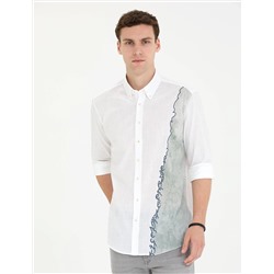 Haki Slim Fit Uzun Kollu Gömlek