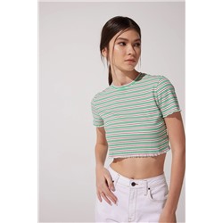 Lee Slim Fit Dar Kesim Bisiklet Yaka Kısa Kollu Crop Renkli Esnek Tişört L231112