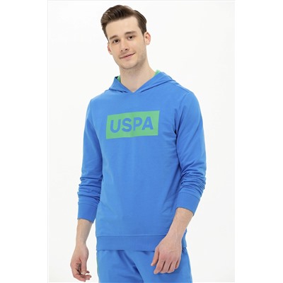 Erkek Saks Kapüşonlu Sweatshirt
