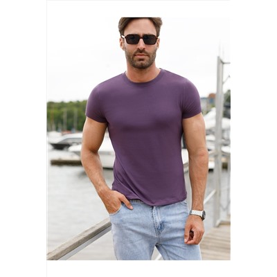 Футболка slim fit из премиального хлопка с эластаном VILATTE #1026802