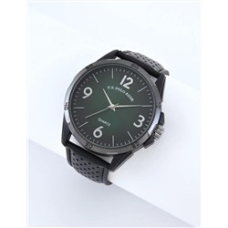 MENS BLACK STRAP GREEN FACE WATCH