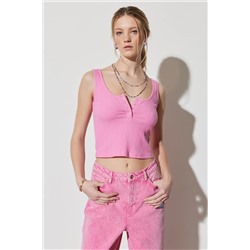 Wrangler Regular Fit %100 Pamuk Bisiklet Yaka Kolsuz Pembe Crop Bluz W231675